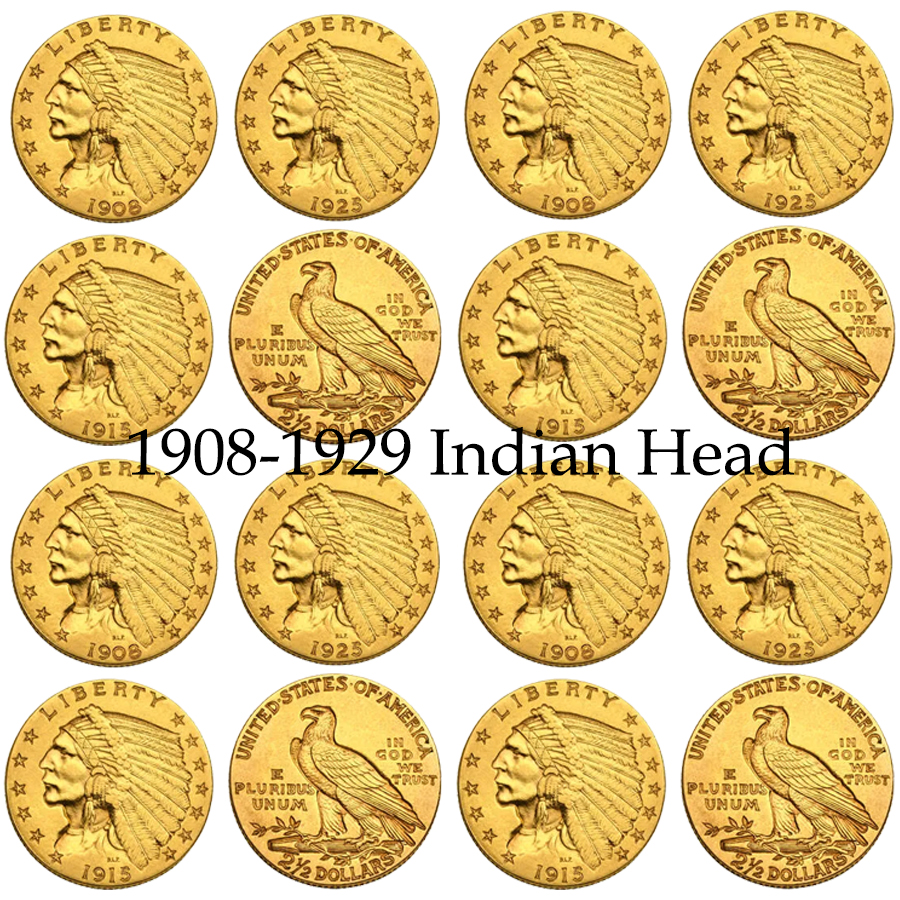 🔥(Only 5 sets left)1908-1929 Indian Head $2.5 Gold Coin Fine Uncirculated Limited Edition
