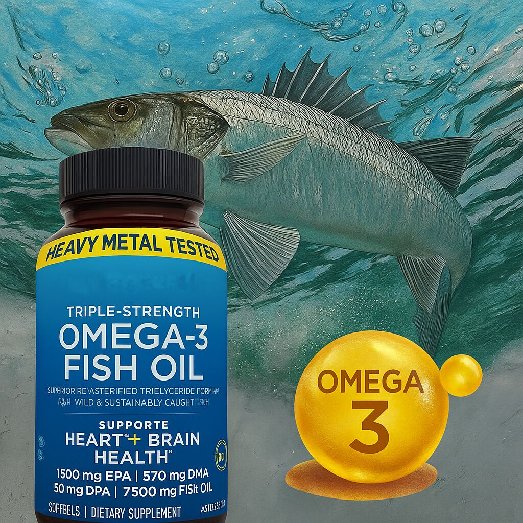 Omega 3 Fish Oil Supplement - 2500 mg Triple Strength Fish Oil with Omega 3 Fatty Acids Including EPA, DHA DPA - 180 Pescatarian-Friendly Softgels