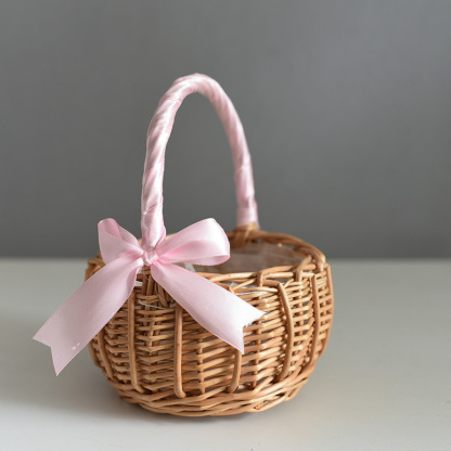 Baby Basket Small Pink Ribbon