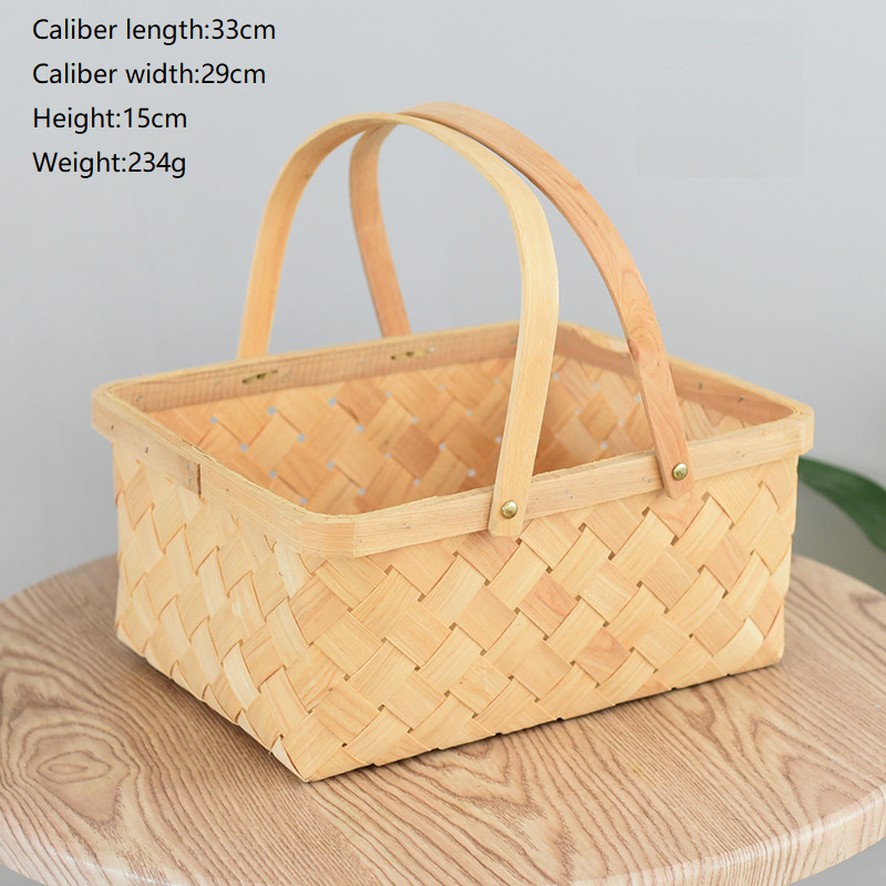 Oversized Wooden rectangular handbasket
