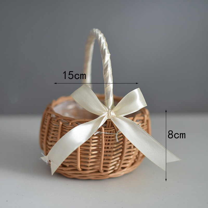Baby Basket Small White Ribbon