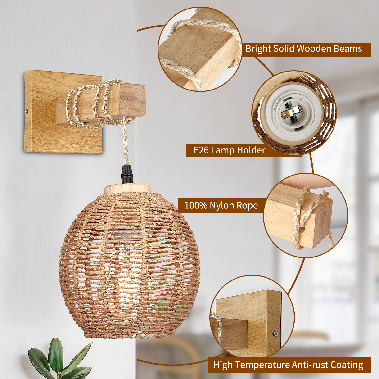 Rattan Wall Lamp -Bamboo Weaving