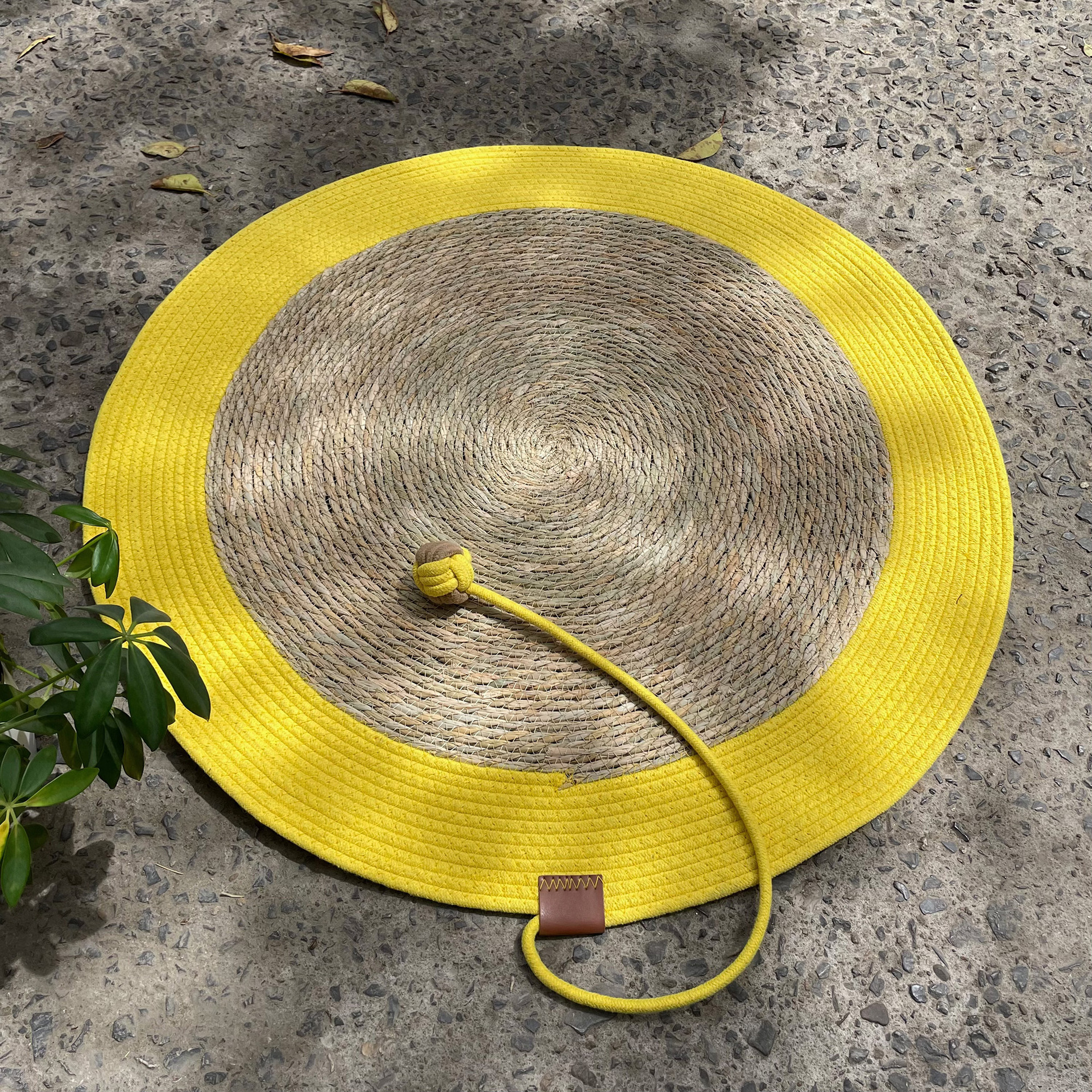 Cattail Grass + Lemon Yellow Cat Scratch Pad · Diameter 80cm (Available for Multiple Pets)