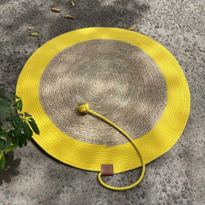 Cattail Grass + Lemon Yellow Cat Scratch Pad · Diameter 80cm (Available for Multiple Pets)