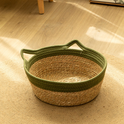 Green + Cattail basket · L