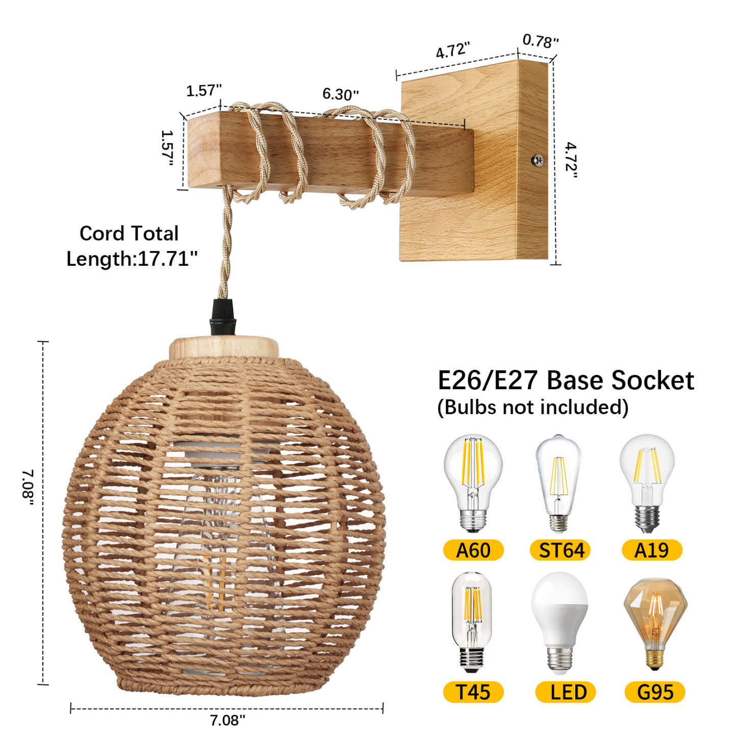 Rattan Wall Lamp -Bamboo Weaving