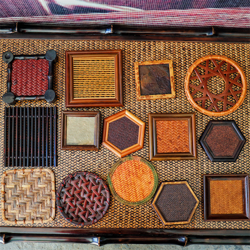 Bamboo Woven Tea Tray/Retro Bamboo Coaster-Bamboo Weaving