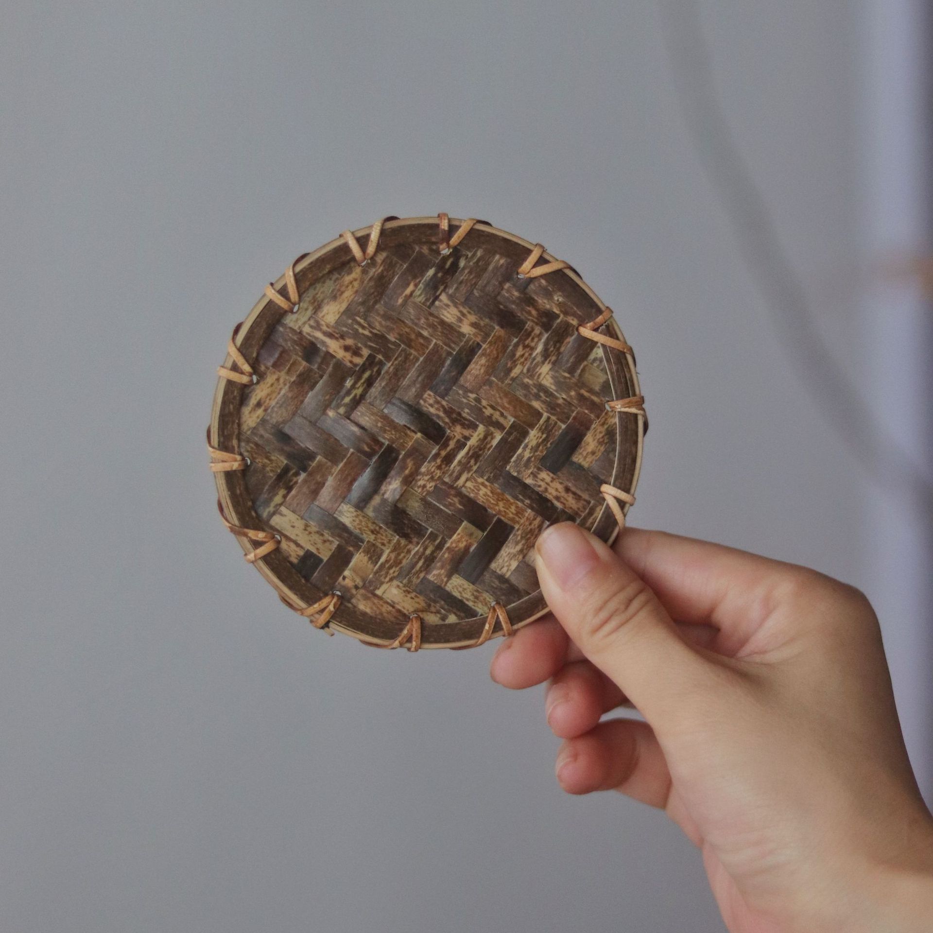 Purple Bamboo Round Coaster 11cm