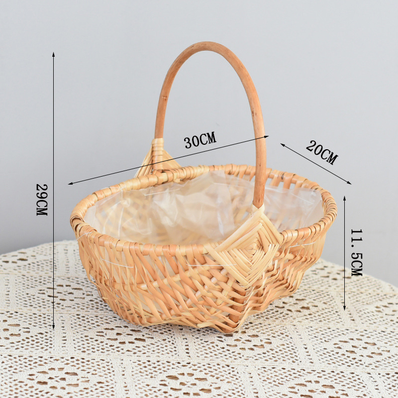 Peeled classical half Willow flower basket large size