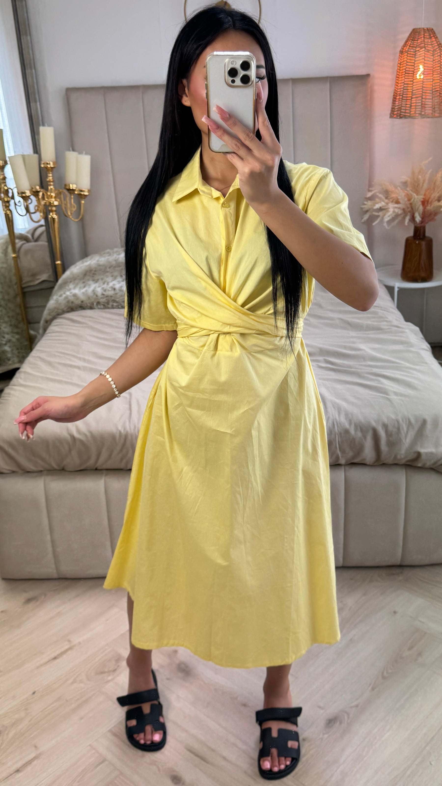 Cross Tie Belt Blouse Dress