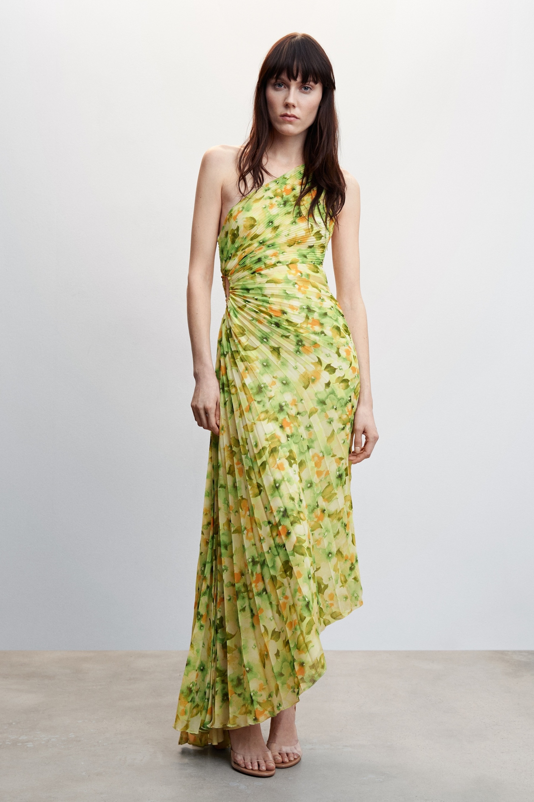 Floral Printed One Shoulder Maxi Dress