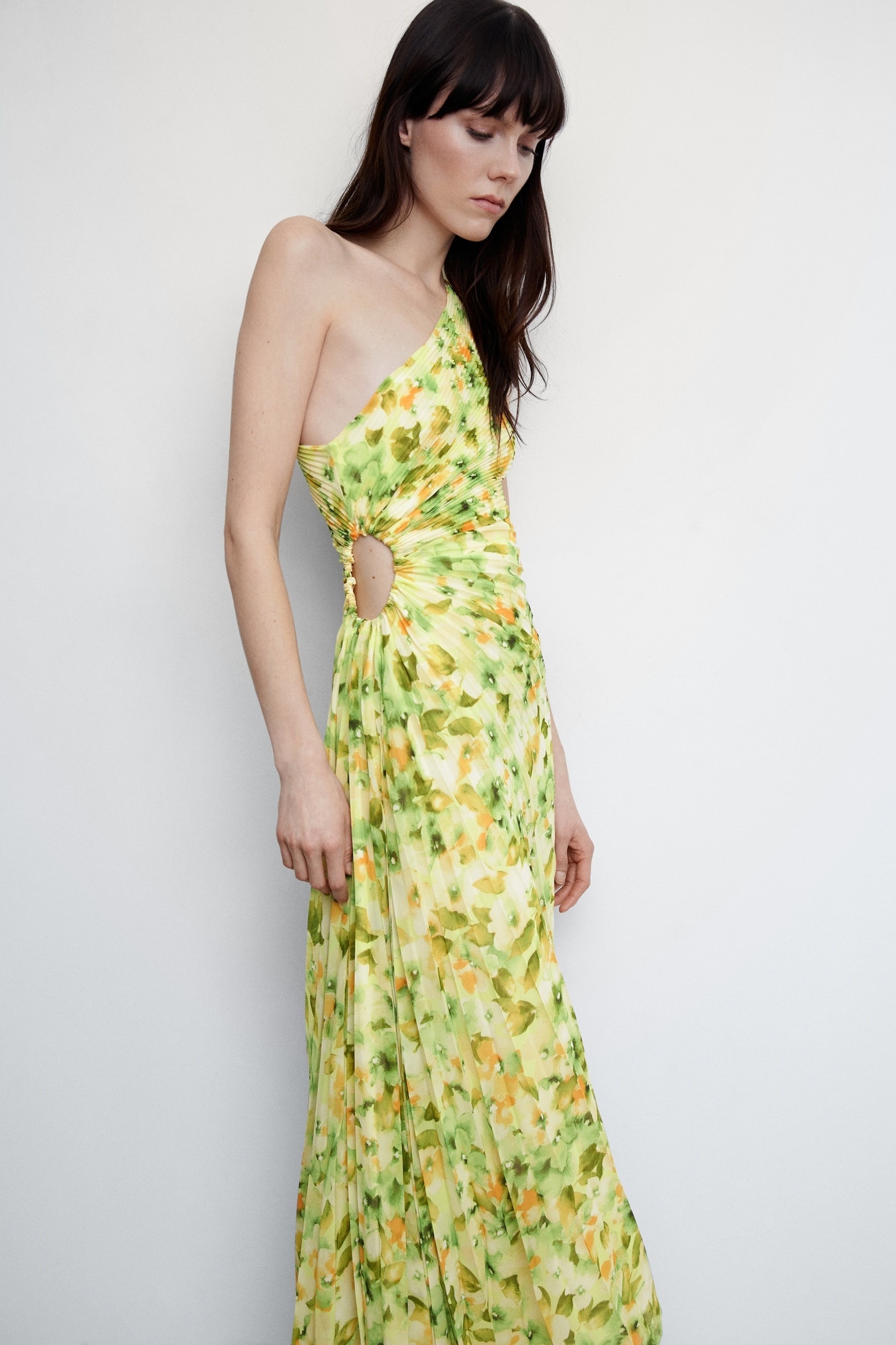 Floral Printed One Shoulder Maxi Dress