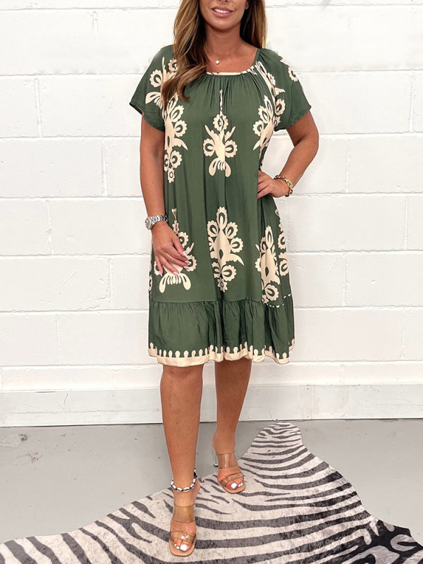 Vintage Round Neck Cotton Dress