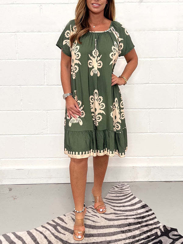 Vintage Round Neck Cotton Dress