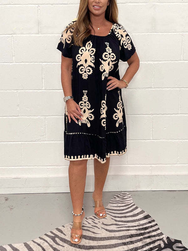 Vintage Round Neck Cotton Dress