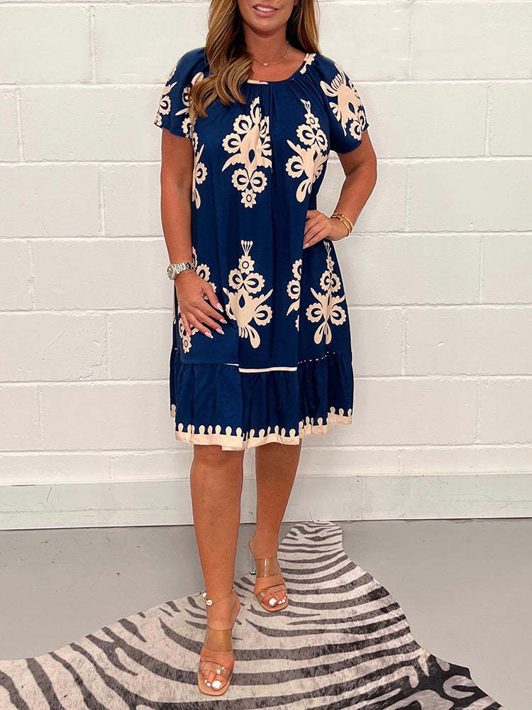 Vintage Round Neck Cotton Dress