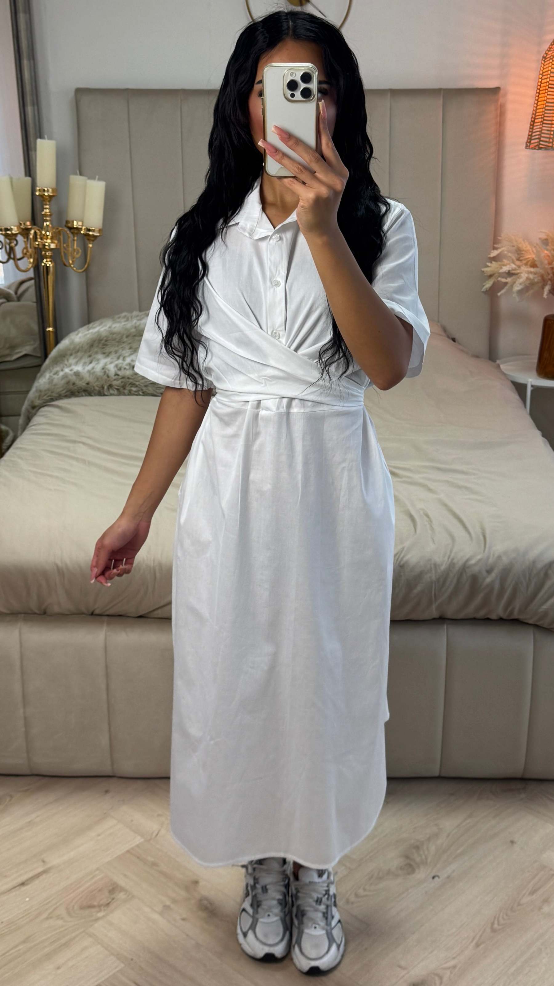 Cross Tie Belt Blouse Dress