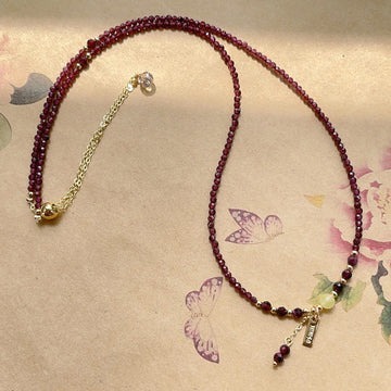 Natural Garnet Triple Wrap Bracelet