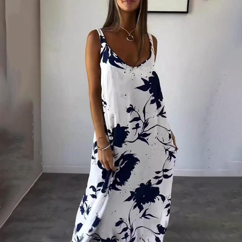 Cotton floral women's sleeveless dress
