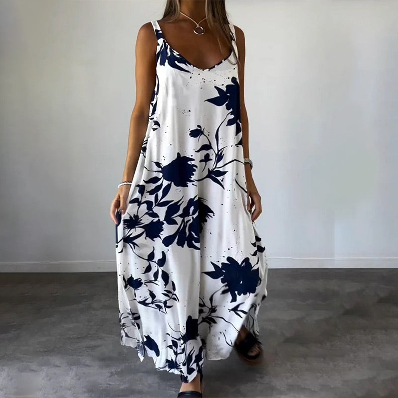 Cotton floral women's sleeveless dress