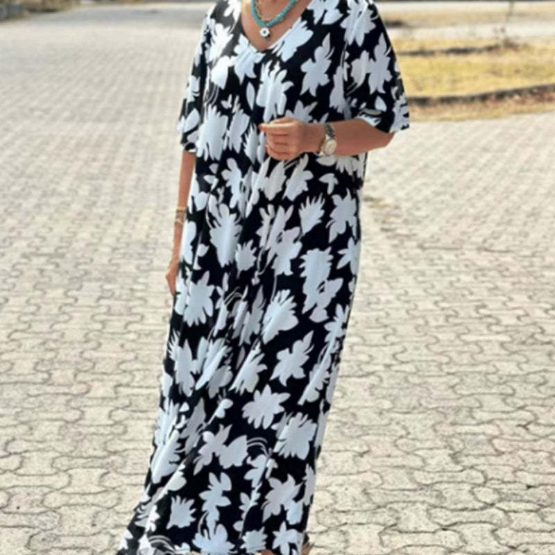 Stylish Printed V-Neck Dress