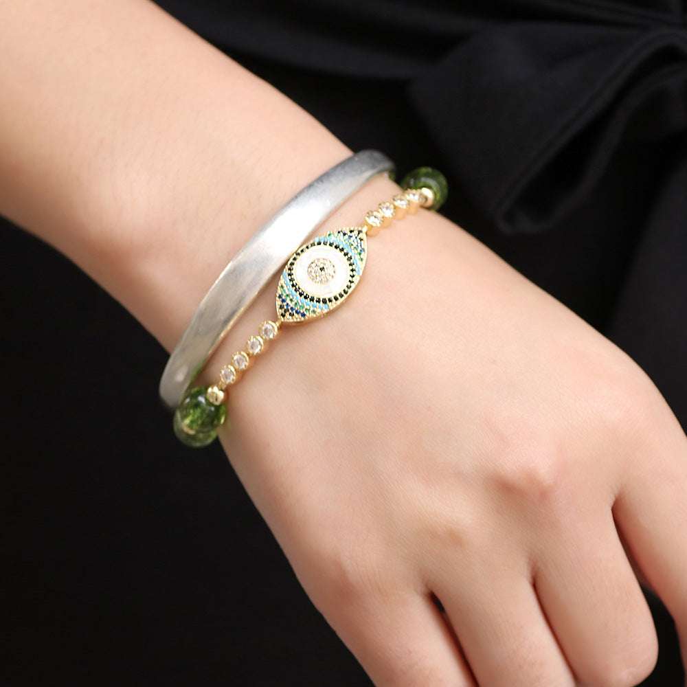 Natural Peridot Evil Eye Protection Bracelet 