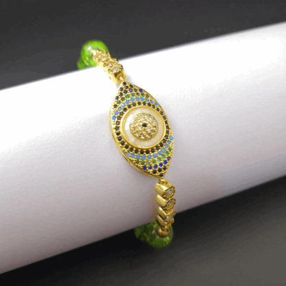Natural Peridot Evil Eye Protection Bracelet 