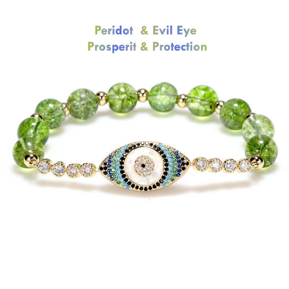 Natural Peridot Evil Eye Protection Bracelet 