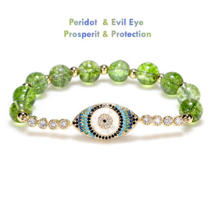 Natural Peridot Evil Eye Protection Bracelet 