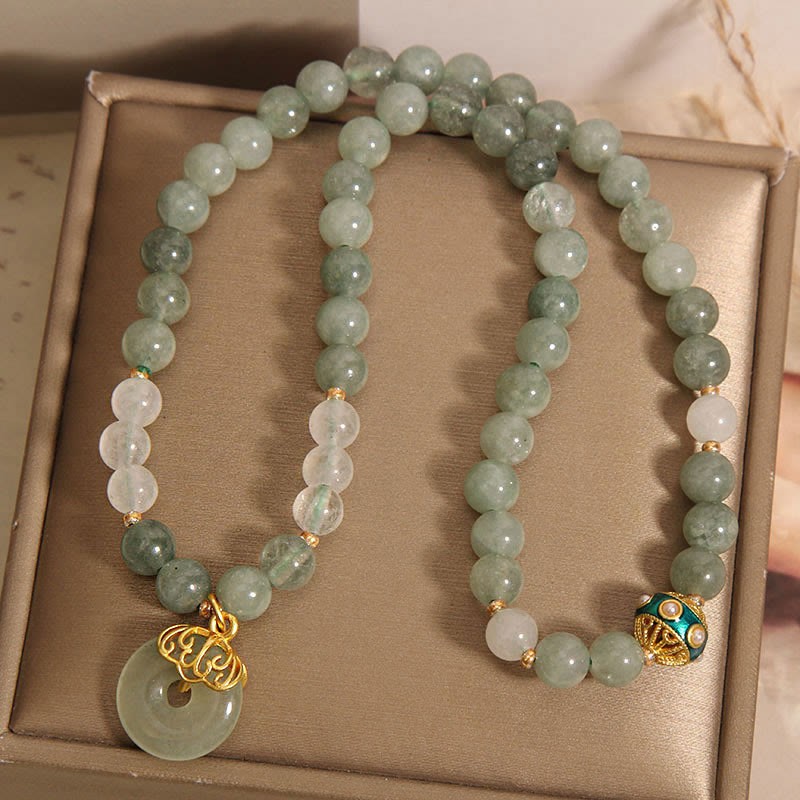 Green Aventurine Peace Buckle Charm Luck Double Wrap Bracelet