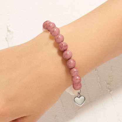 Love Heart Natural Stone Stretch Bracelet