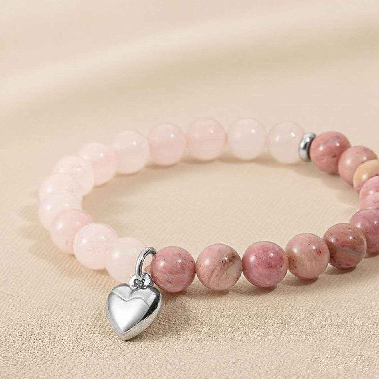 Love Heart Natural Stone Stretch Bracelet