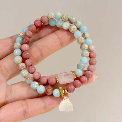 Pink Blue Stone Ballad • Longevity Stone  Bracelet