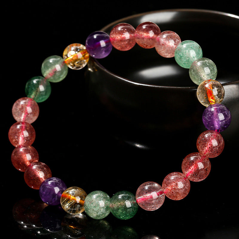 Multicolored Strawberry Quartz bracelet