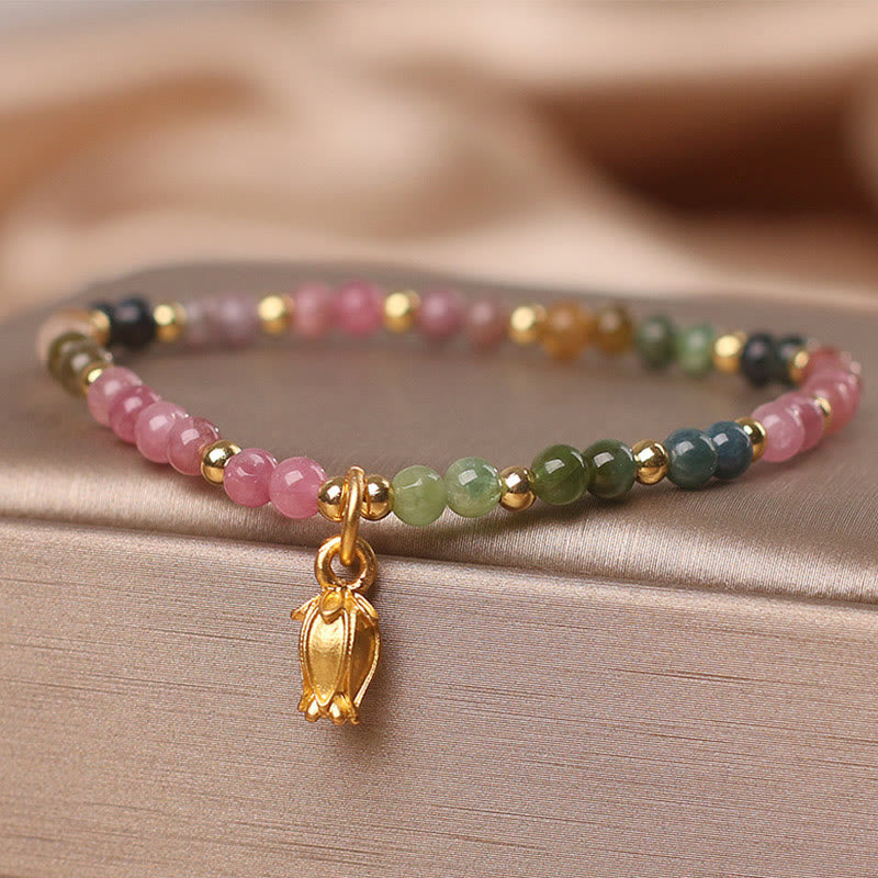 Colorful Tourmaline Flowers Positive Bracelet