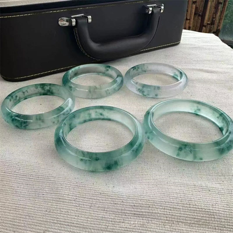 Natural Jade Floating Flower Luck Bracelet Bangle