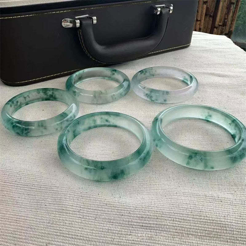 Natural Jade Floating Flower Luck Bracelet Bangle