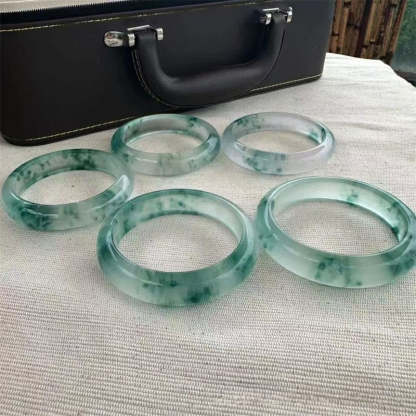 Natural Jade Floating Flower Luck Bracelet Bangle