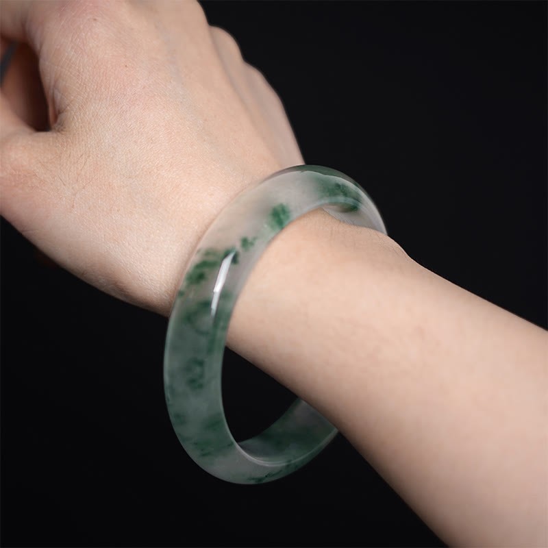 Natural Jade Floating Flower Luck Bracelet Bangle