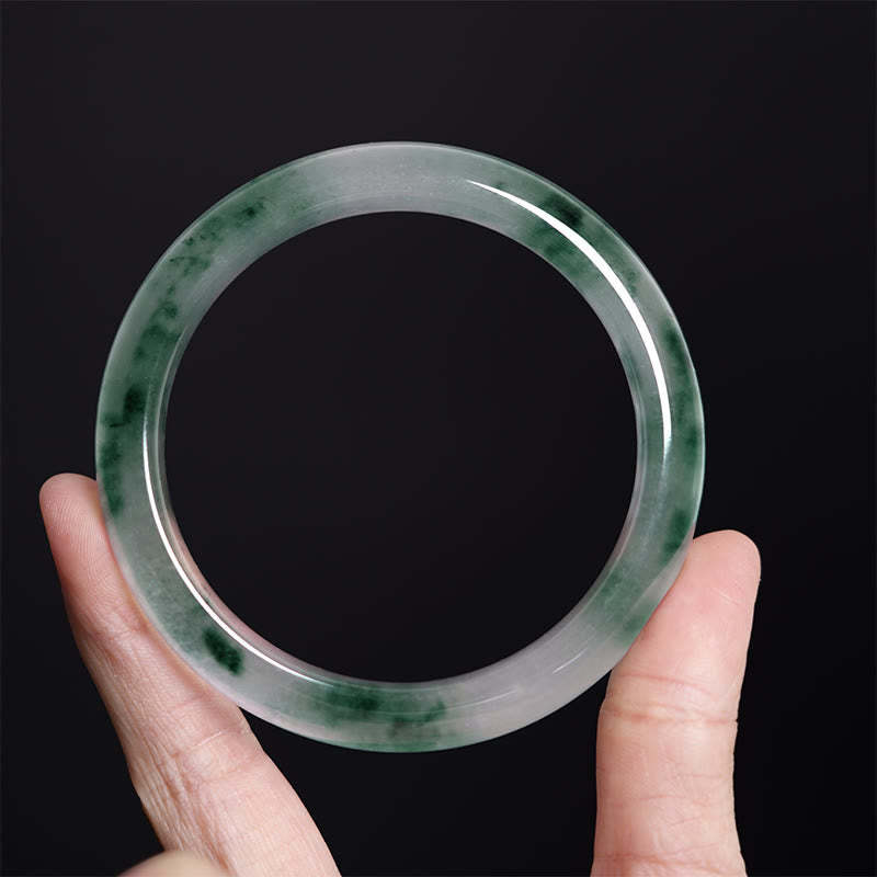 Natural Jade Floating Flower Luck Bracelet Bangle