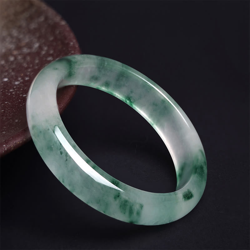 Natural Jade Floating Flower Luck Bracelet Bangle