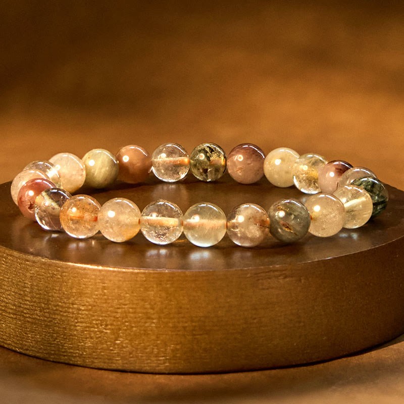 Natural Multicolored Rutilated Quartz Spiritual Growth Bracelet