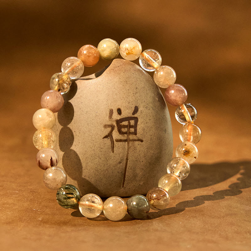 Natural Multicolored Rutilated Quartz Spiritual Growth Bracelet