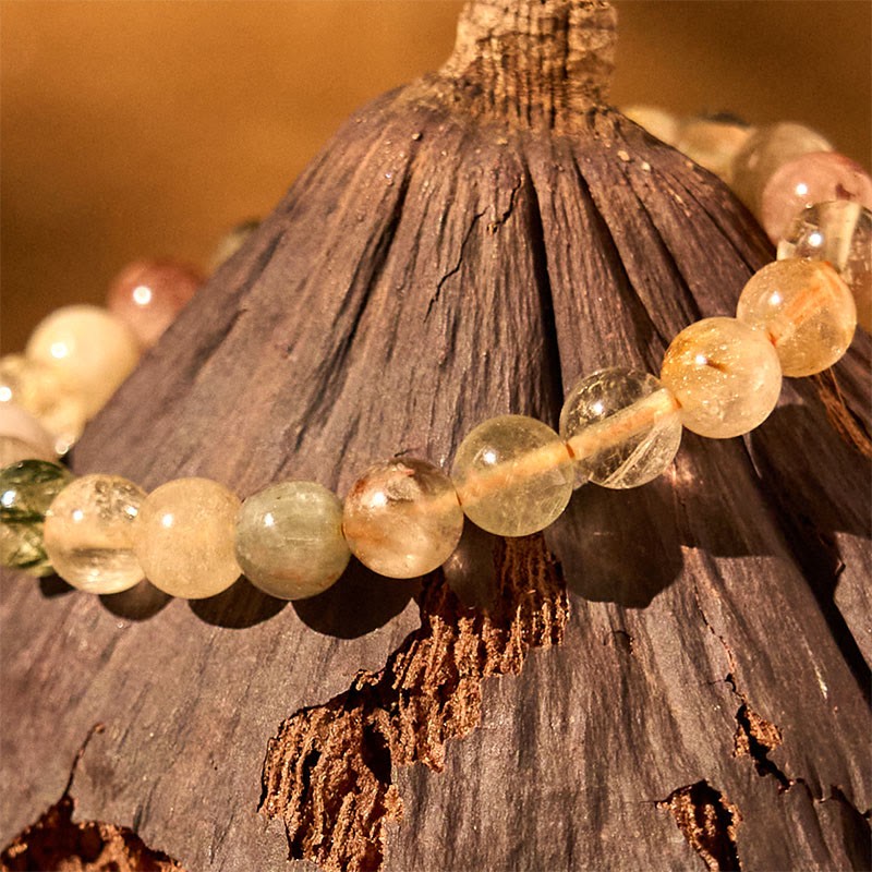 Natural Multicolored Rutilated Quartz Spiritual Growth Bracelet