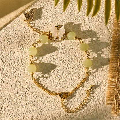 Blessing and Love Liuli Glass Bead Butterfly Bracelet