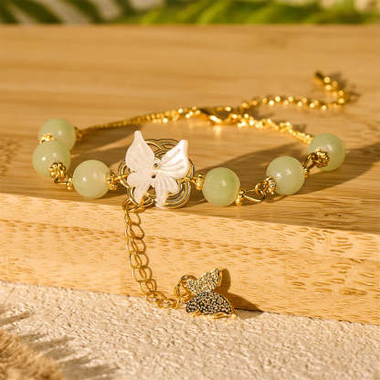Blessing and Love Liuli Glass Bead Butterfly Bracelet
