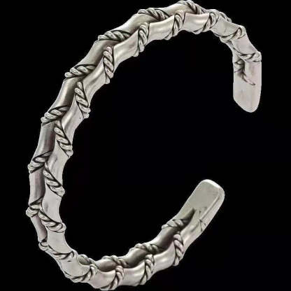 Vintage Double Layer Bamboo Pattern Luck Cuff Bracelet Bangle