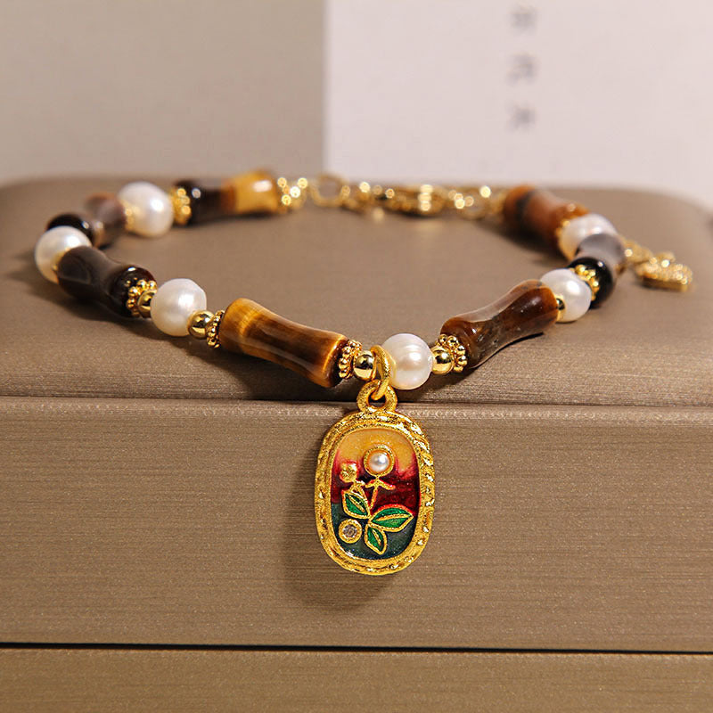Chinese Style Stone Bamboo Glass Bracelet