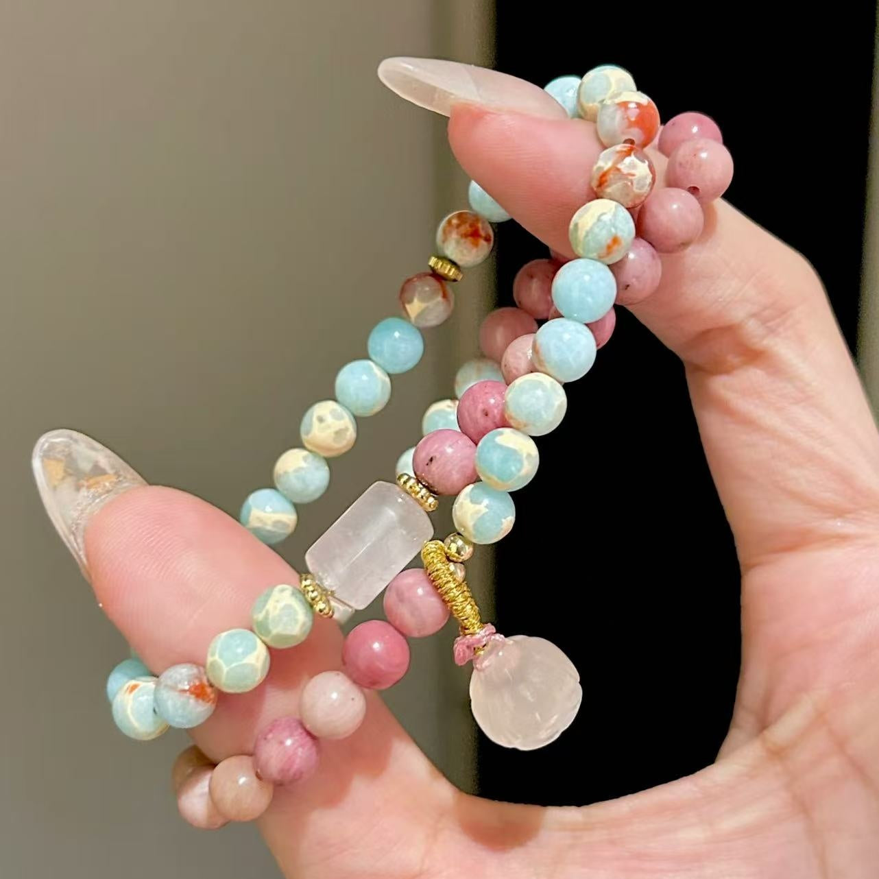 Pink Blue Stone Ballad • Longevity Stone  Bracelet