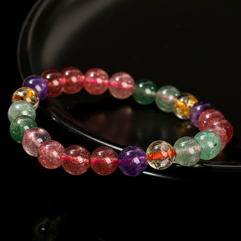 Multicolored Strawberry Quartz bracelet
